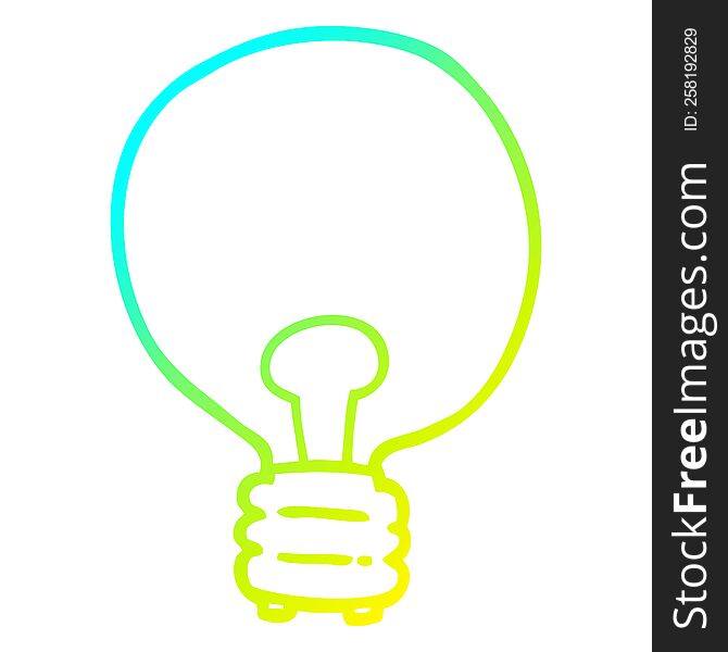 cold gradient line drawing of a cartoon light bulb