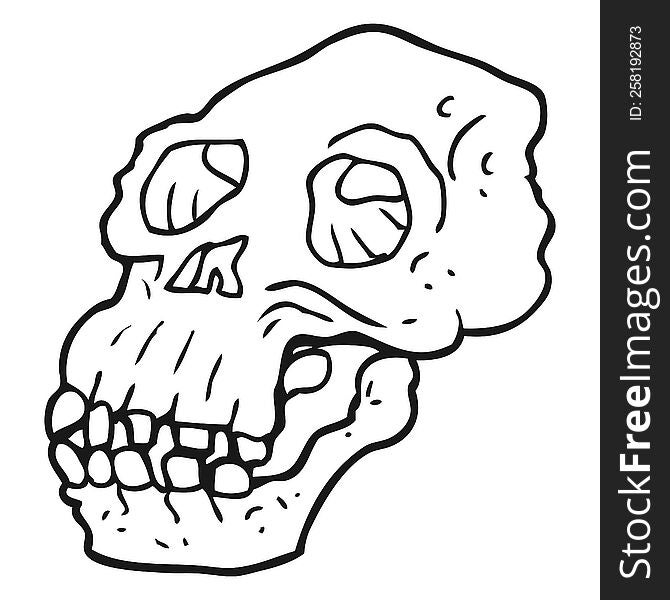 Black And White Cartoon Ancient Skull