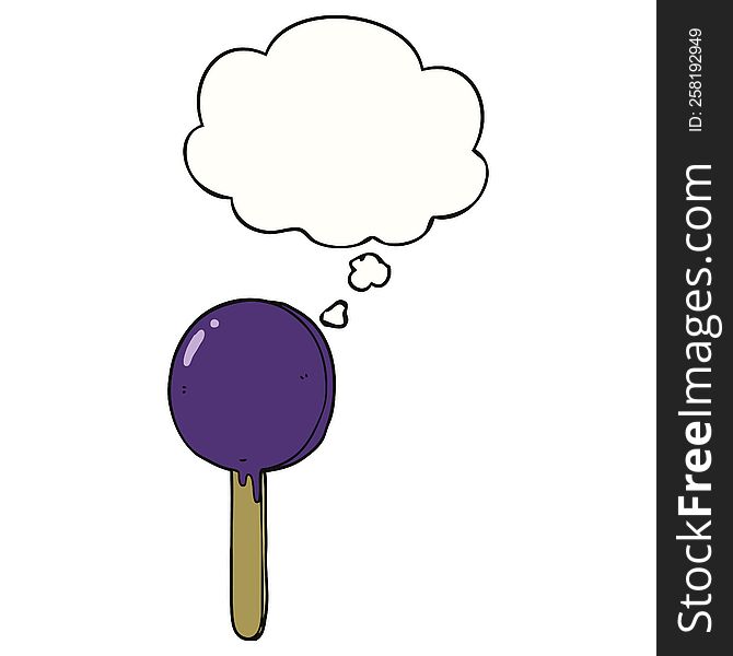 cartoon lollipop with thought bubble. cartoon lollipop with thought bubble