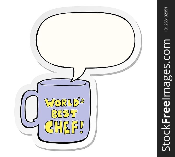 worlds best chef mug with speech bubble sticker