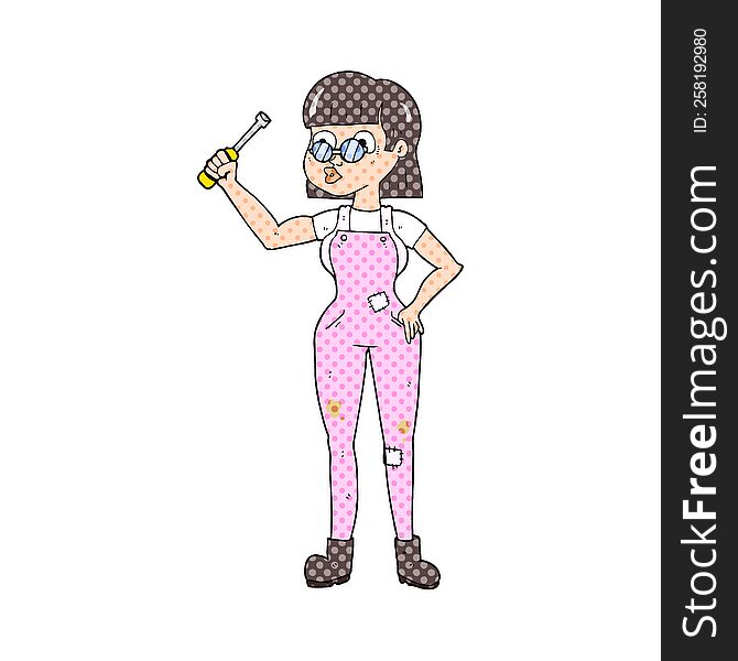 cartoon female mechanic