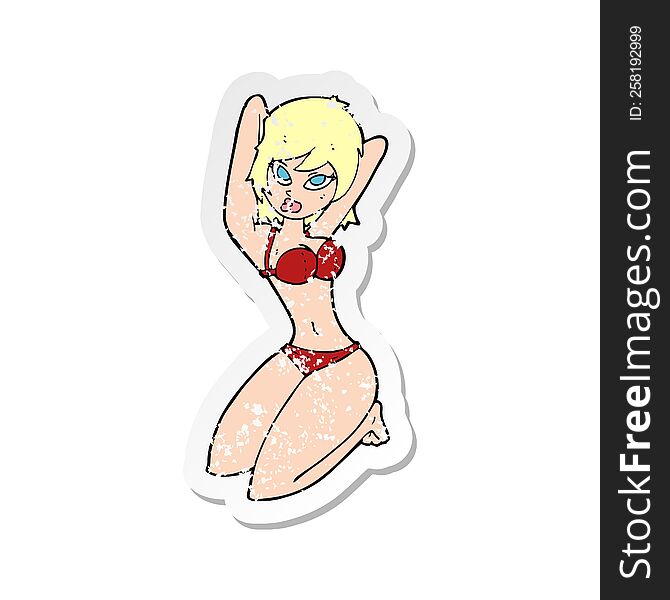 retro distressed sticker of a cartoon sexy woman posing
