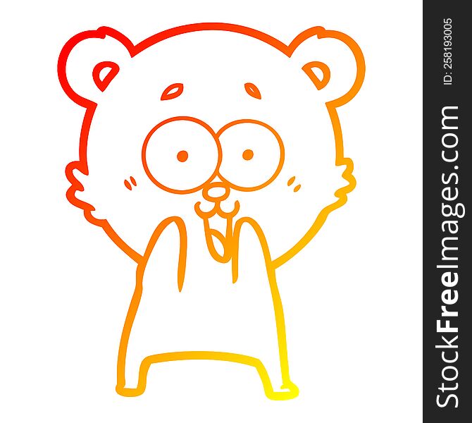 Warm Gradient Line Drawing Excited Teddy Bear Cartoon