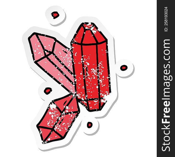 Distressed Sticker Cartoon Doodle Of Crystal Gems
