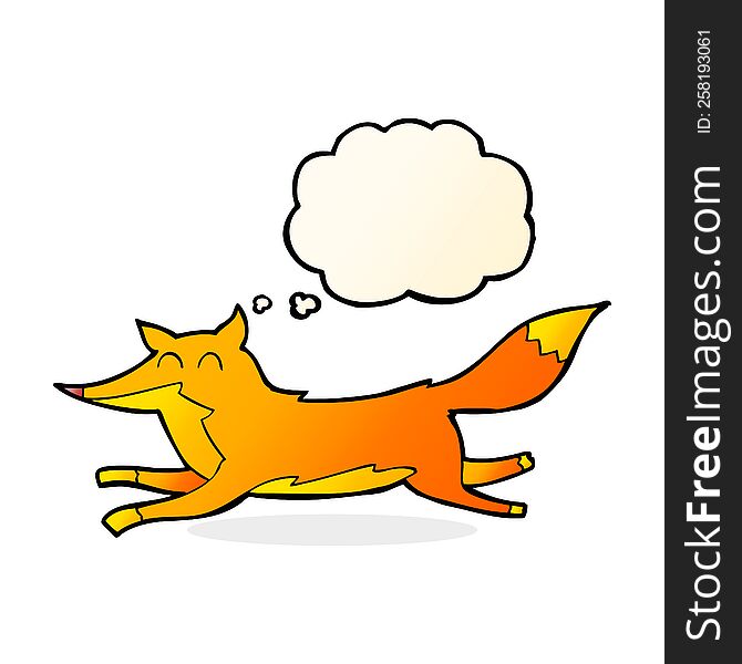 Cartoon Running Fox With Thought Bubble