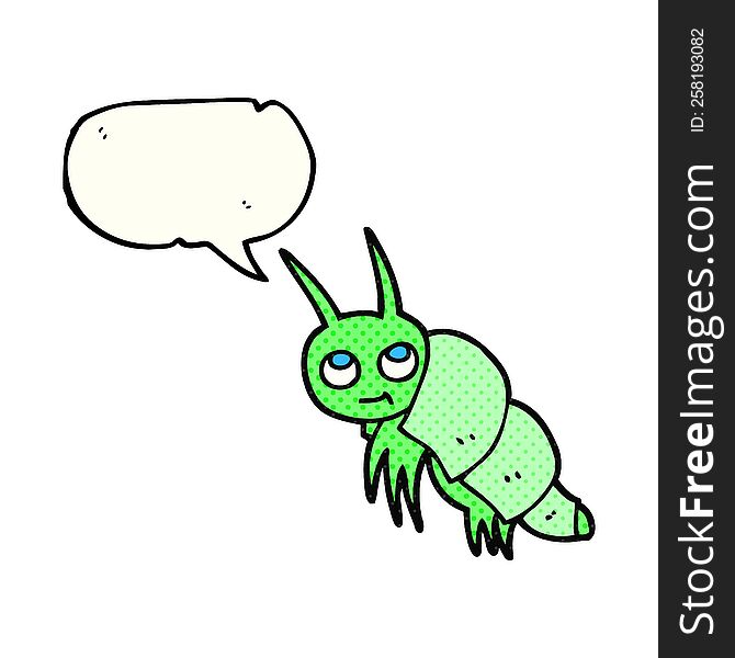 freehand drawn comic book speech bubble cartoon little bug