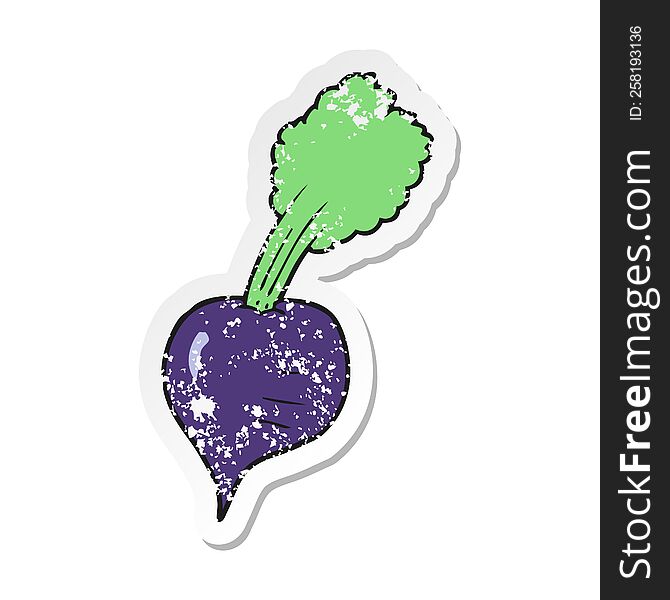 Retro Distressed Sticker Of A Cartoon Beetroot