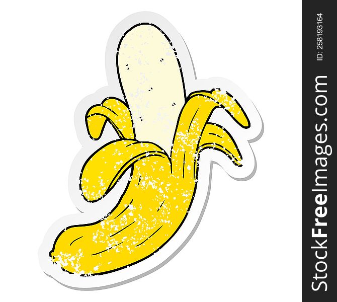 distressed sticker of a cartoon banana
