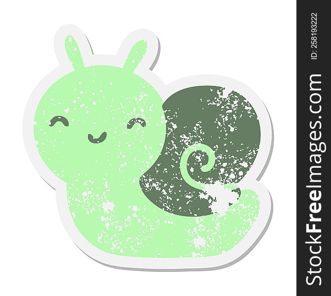 Cute Cartoon Snail Grunge Sticker