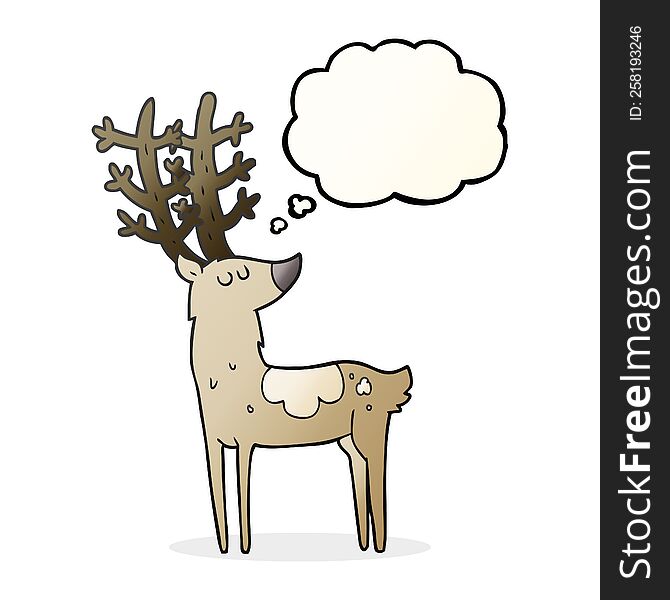 freehand drawn thought bubble cartoon stag