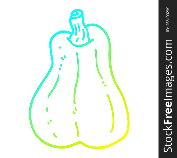 cold gradient line drawing of a cartoon butternut squash