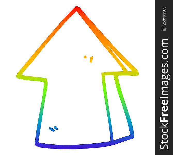 Rainbow Gradient Line Drawing Cartoon Pointing Arrow