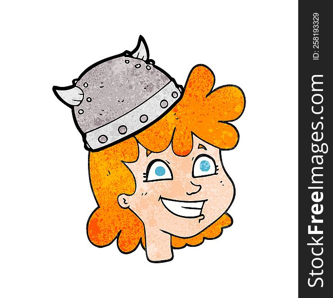 freehand textured cartoon female viking. freehand textured cartoon female viking