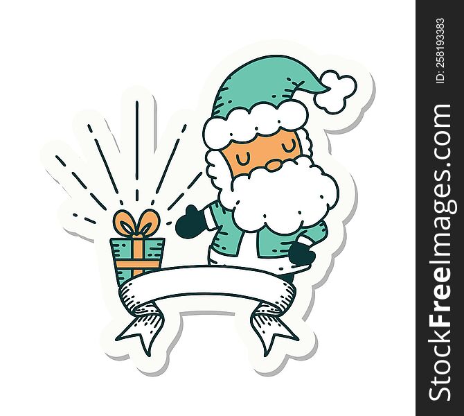 sticker of a tattoo style santa claus christmas character