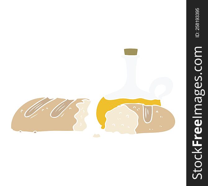 bread and oil flat color style cartoon