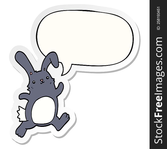 Cartoon Rabbit Running And Speech Bubble Sticker