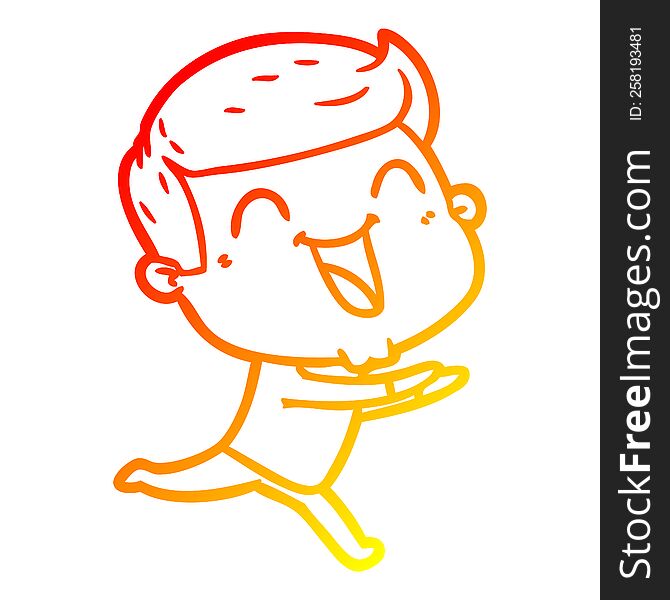 warm gradient line drawing of a cartoon man laughing