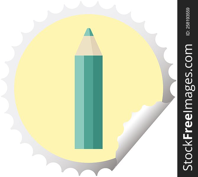 Green Coloring Pencil Round Sticker Stamp