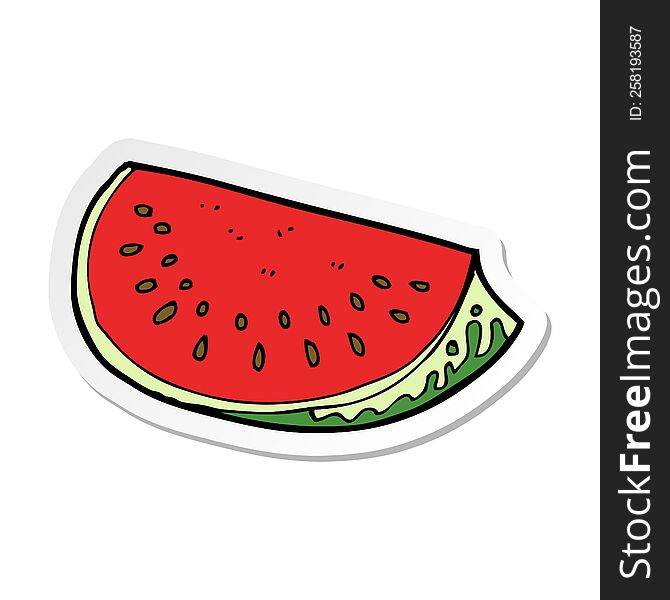 Sticker Of A Cartoon Watermelon Slice