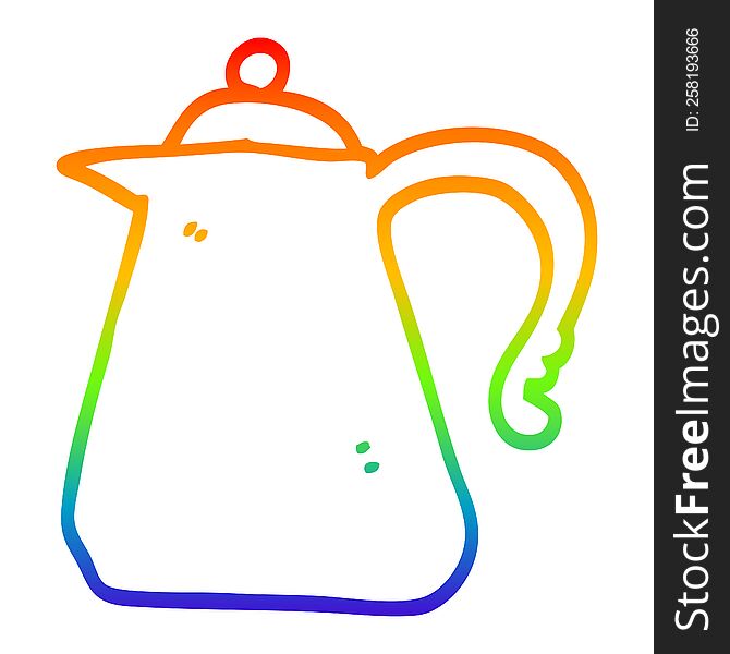 Rainbow Gradient Line Drawing Cartoon Kettle