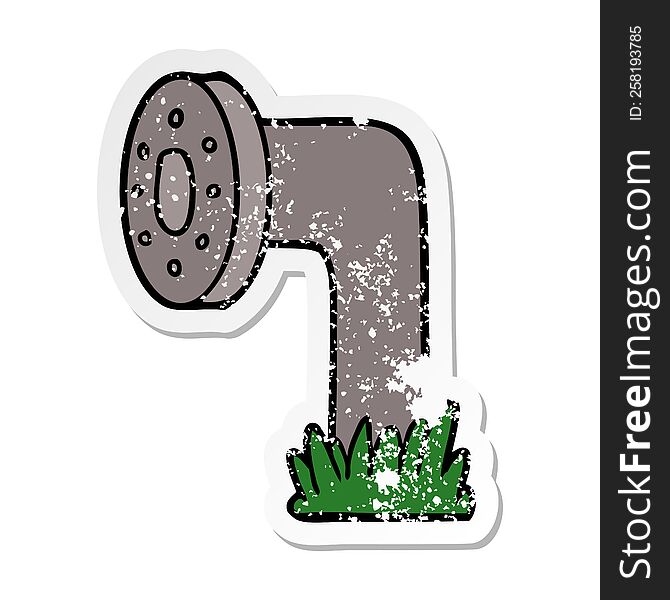distressed sticker of a cartoon pipe