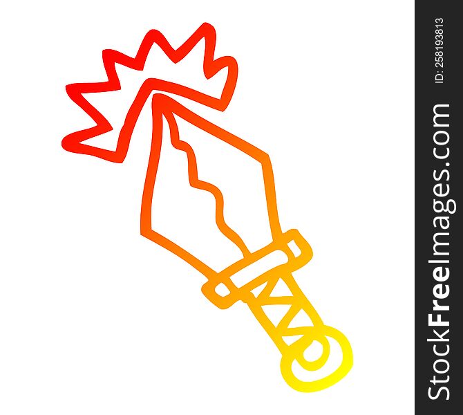 warm gradient line drawing of a cartoon small magical dagger