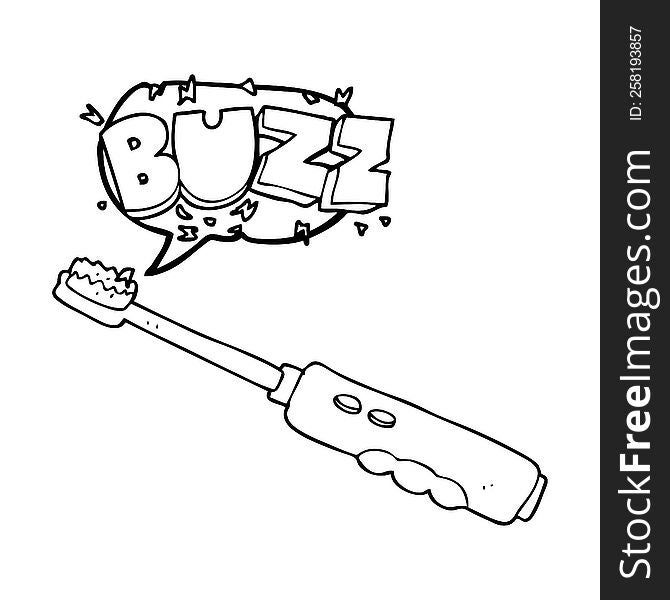 freehand drawn speech bubble cartoon buzzing electric toothbrush