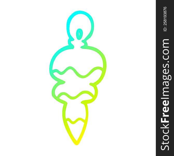 cold gradient line drawing of a cartoon christmas decoration