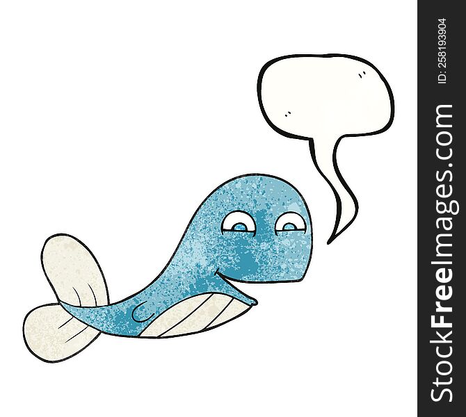 freehand speech bubble textured cartoon whale