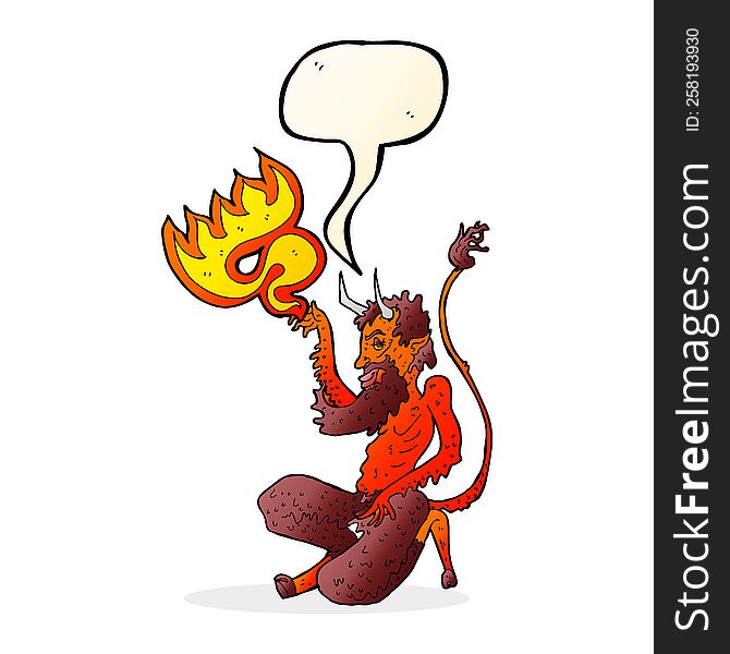 cartoon traditional devil with speech bubble