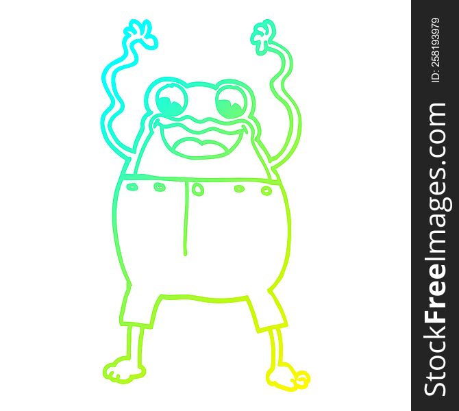 Cold Gradient Line Drawing Cartoon Frog
