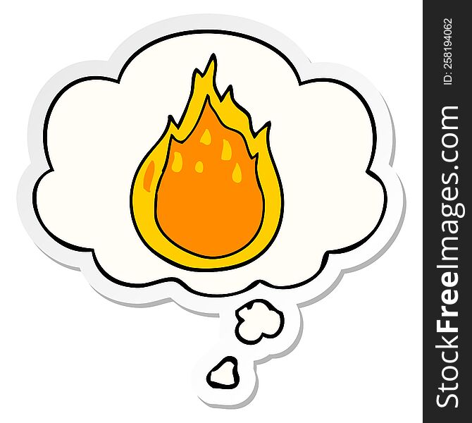 Cartoon Fire And Thought Bubble As A Printed Sticker