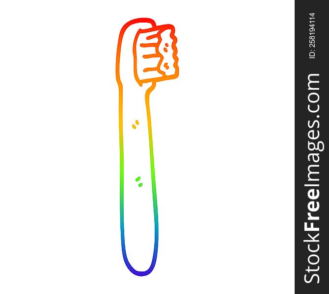 Rainbow Gradient Line Drawing Cartoon Tooth Brush