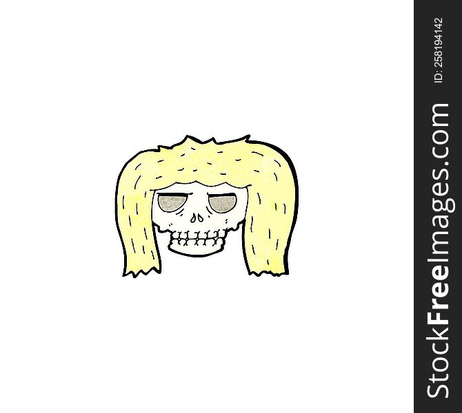cartoon skull with long hair