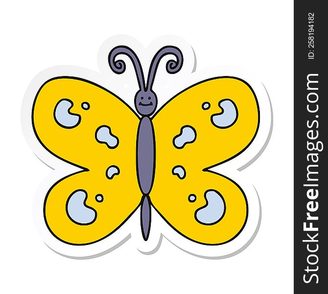 sticker of a quirky hand drawn cartoon butterfly