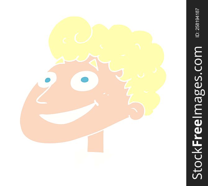 Flat Color Illustration Of A Cartoon Happy Man