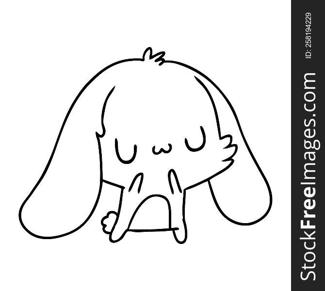 line drawing illustration kawaii cute furry bunny. line drawing illustration kawaii cute furry bunny