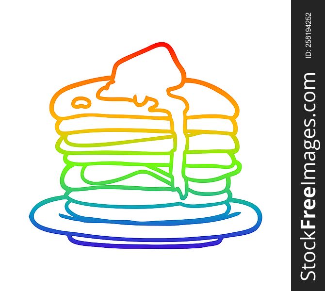 rainbow gradient line drawing of a stack of pancakes