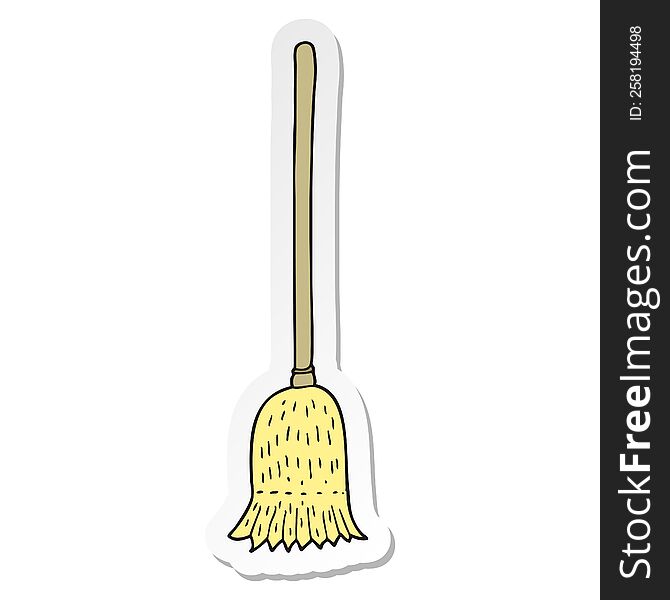 sticker of a cartoon sweeping brush