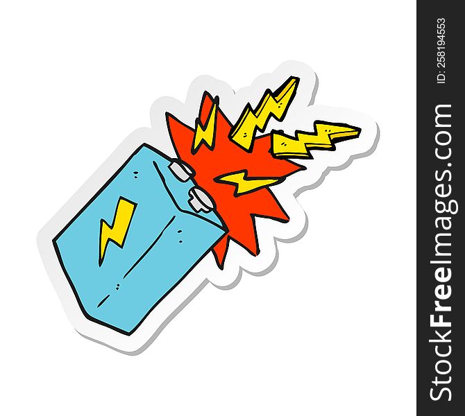 sticker of a cartoon battery sparking