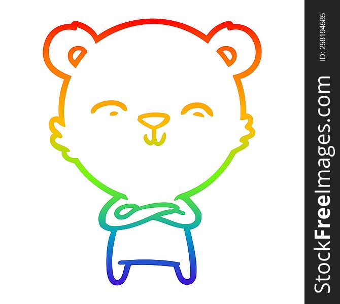 rainbow gradient line drawing of a happy cartoon polar bear