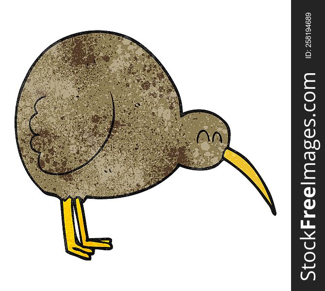 freehand textured cartoon kiwi bird