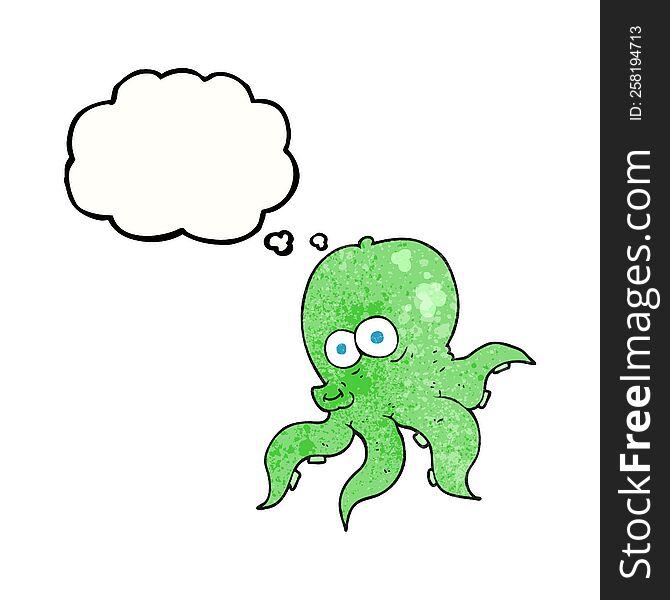 freehand drawn thought bubble textured cartoon octopus