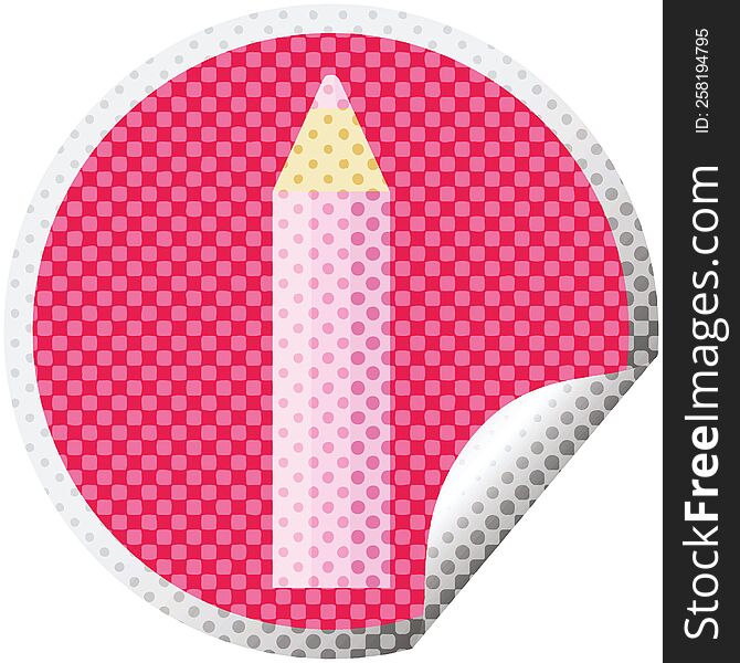 pink coloring pencil graphic vector illustration circular sticker. pink coloring pencil graphic vector illustration circular sticker