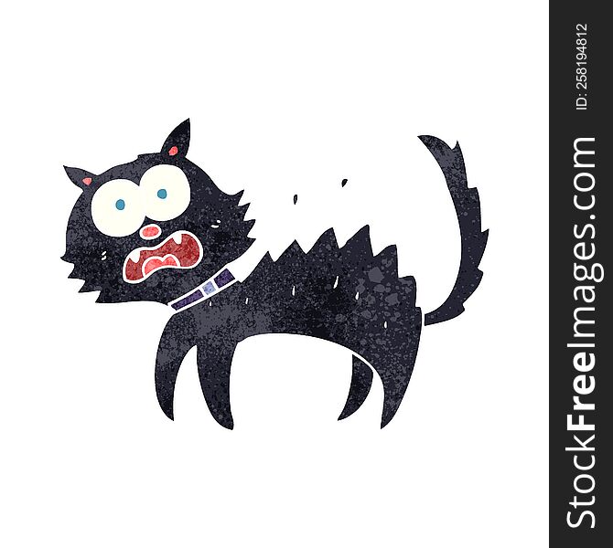 Retro Cartoon Scared Black Cat