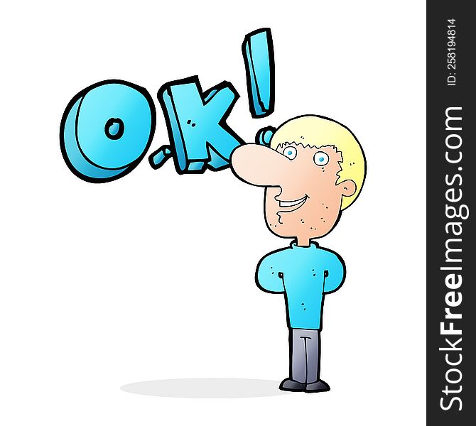 Cartoon Man Saying OK