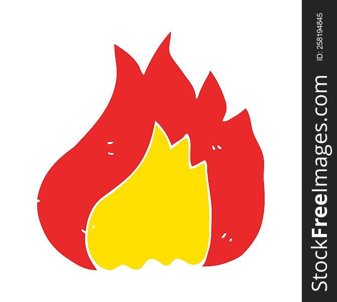 Flat Color Illustration Of A Cartoon Flame