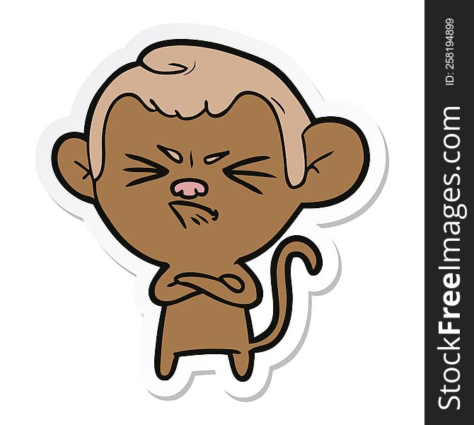 sticker of a cartoon angry monkey