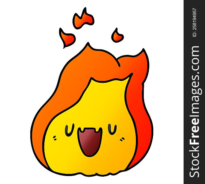 gradient cartoon illustration kawaii cute fire flame. gradient cartoon illustration kawaii cute fire flame