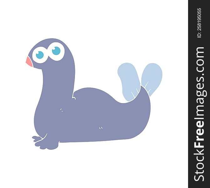 Flat Color Illustration Of A Cartoon Seal